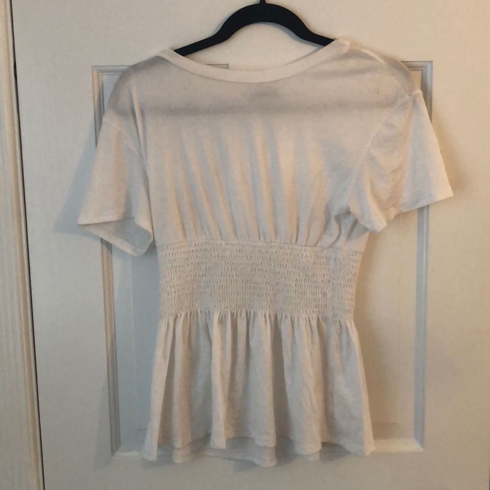 White Sinched Waist Shirt